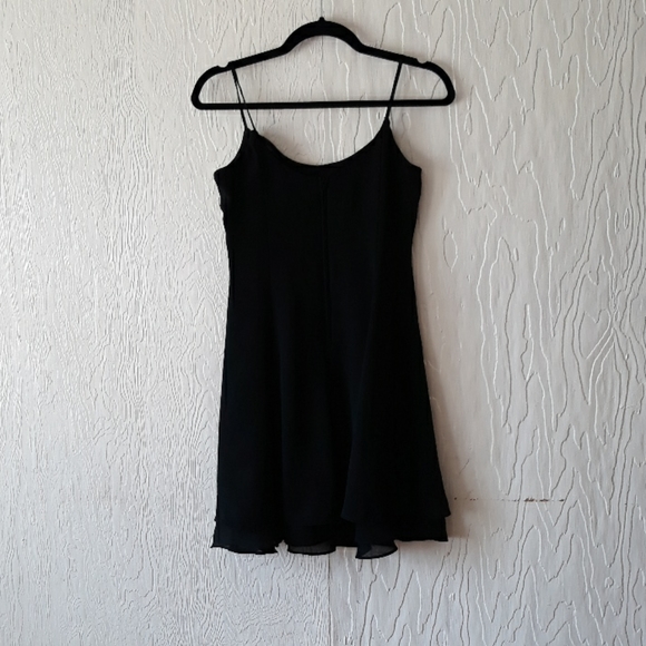 Black silky sleeveless thin strap flarey minidress - Picture 7 of 16